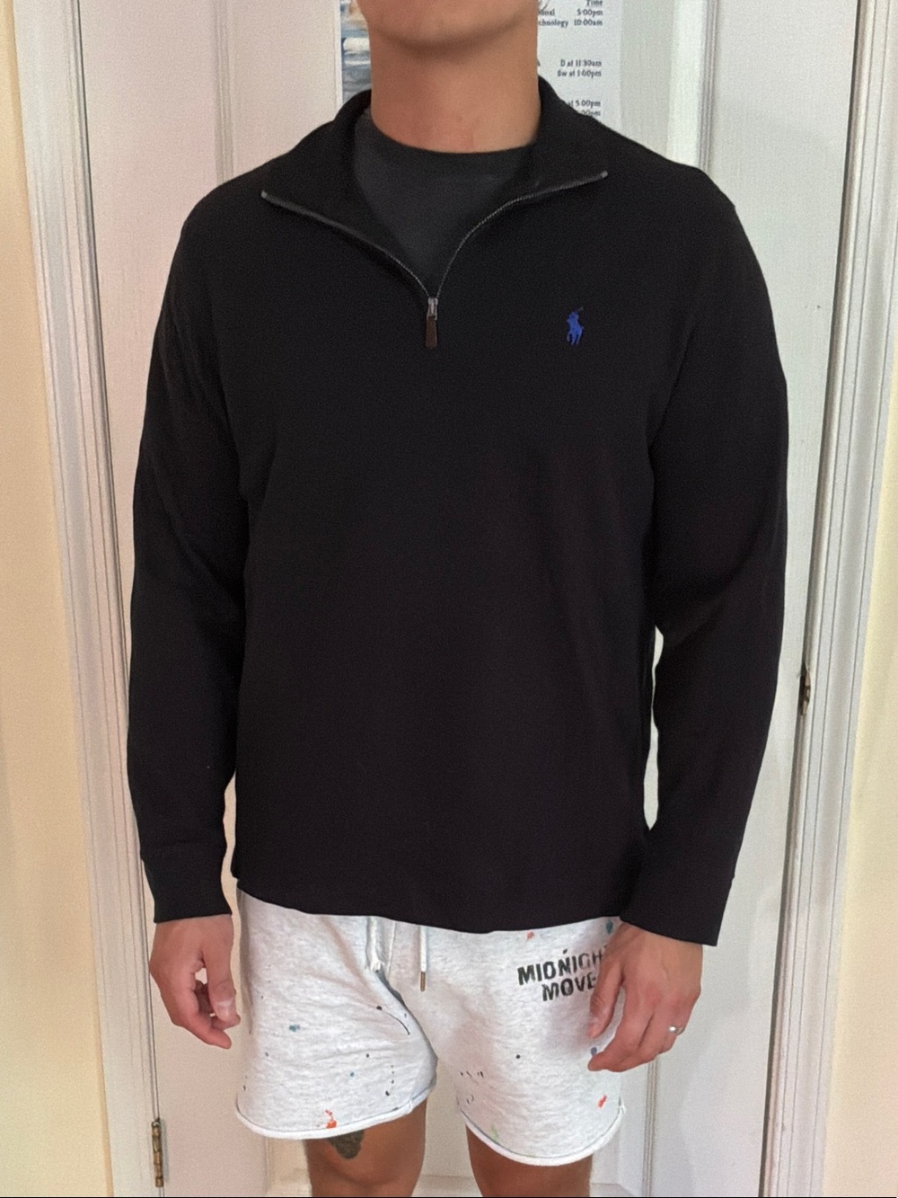 Polo by Ralph Lauren Black Half-Zip Sweater with Navy Pony